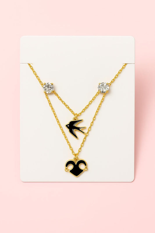 Layered Elegance: Twin Charm Gold Necklace